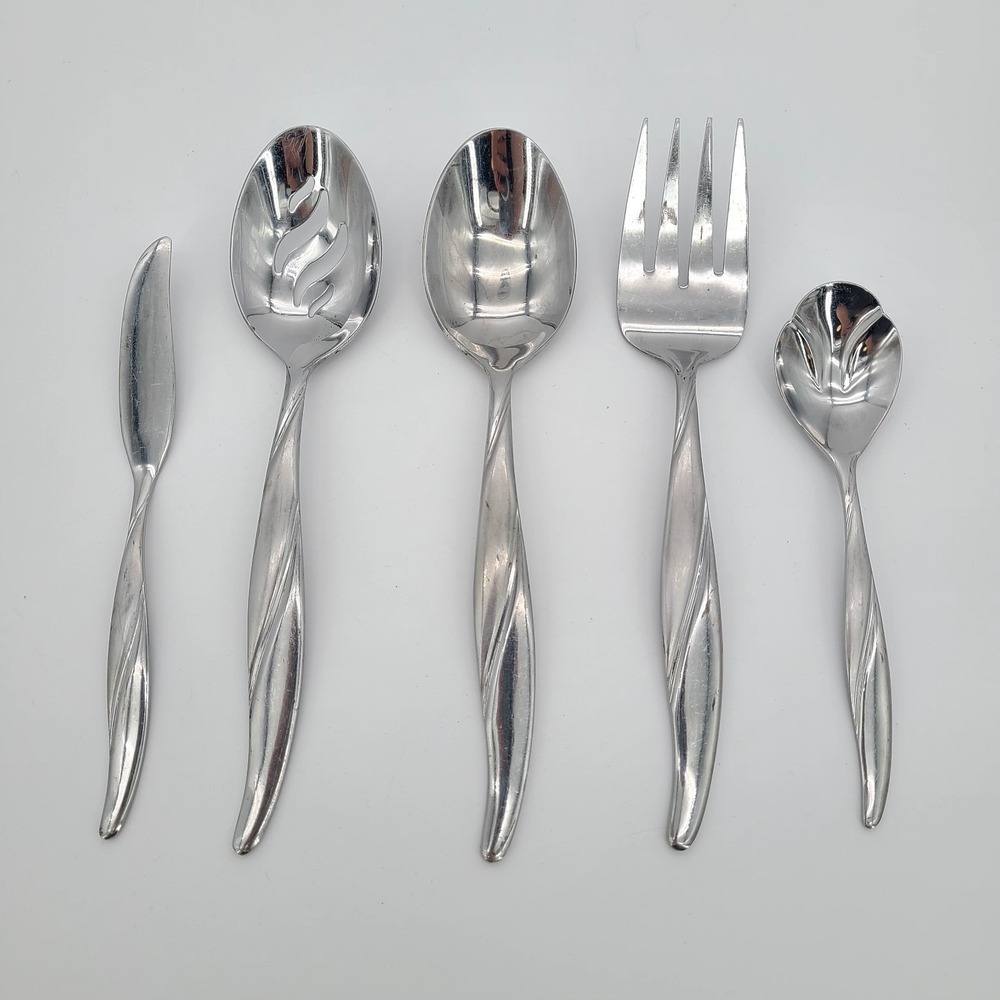 Vintage Pfaltzgraff Flatware Silverware MELODY 5 pc Serving Utensils China 18/0